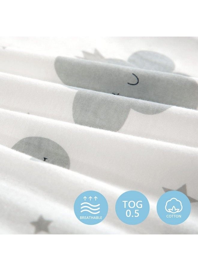 TILLYOU Sleep Sack Cotton Wearable Blanket Baby Sleepsack With 2 Way Zipper Super Soft Lightweight 2 Pack Sleeveless Sleep Sack Unisex Boy Fits Babies Age 12 18 Months Grey Elephant&Cloud  - Image 4