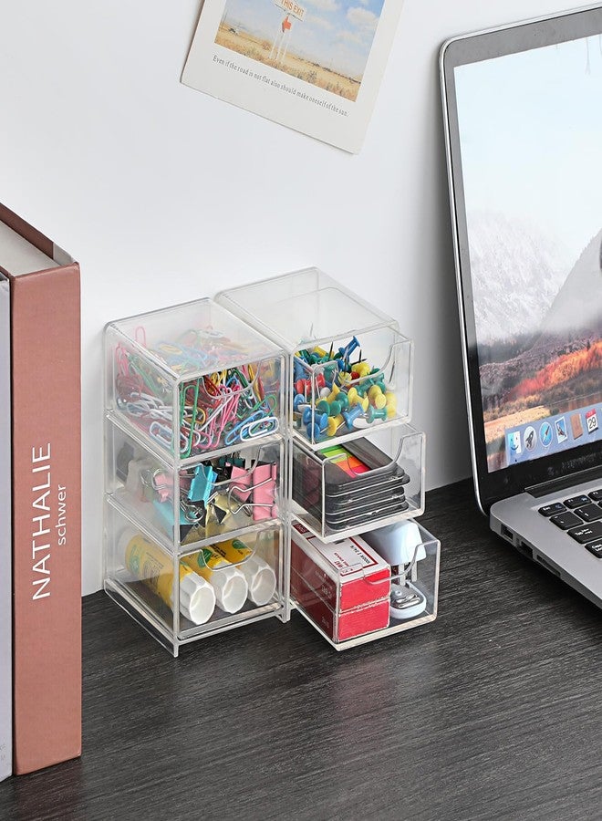 BTSKY 1 Pack Small Acrylic Storage Organizer with Drawers, 3-Layer Clear Desktop Organizer for Office Supplies Mini Storage Box with Drawers for Desk, Desktop Makeup Drawer Jewelry Storage Box - Image 4