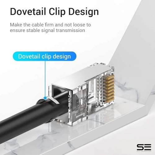 Seth Enterprises (Cat7 25pcs Pack) Pass Through RJ45 Cat7 & Cat6A Crimping Connectors, 8P8C Modular Plug, 50U Nickel Plated, 23 AWG, for Network Cable - Image 4