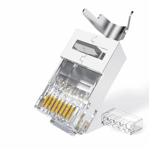 Seth Enterprises (Cat7 25pcs Pack) Pass Through RJ45 Cat7 & Cat6A Crimping Connectors, 8P8C Modular Plug, 50U Nickel Plated, 23 AWG, for Network Cable - Image 1