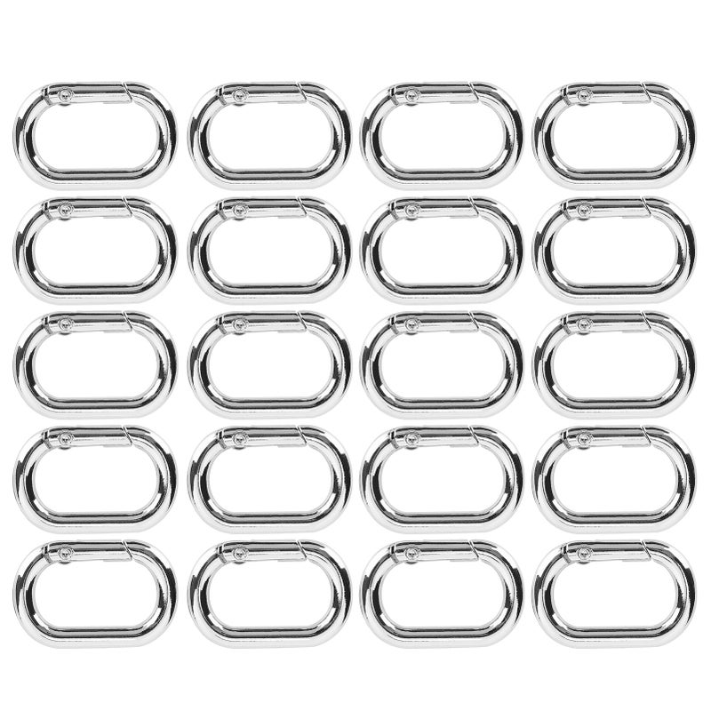 20Pcs Oval Spring Buckle 23mm Alloy Snap Hooks Clip for Bags Purses Keychain StrapSilver - Image 1