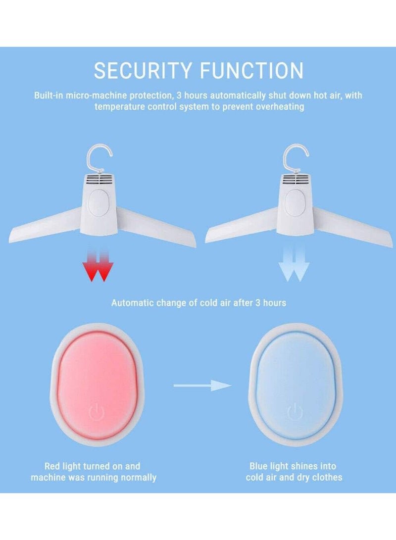 Clothes Dryer Portable Mini Hanger Dryer Fast Drying Cloth Suit - Electric Clothes Drying Rack Portable Folding Travel Laundry Shoes with US Plug Adapter (White)  - Image 2