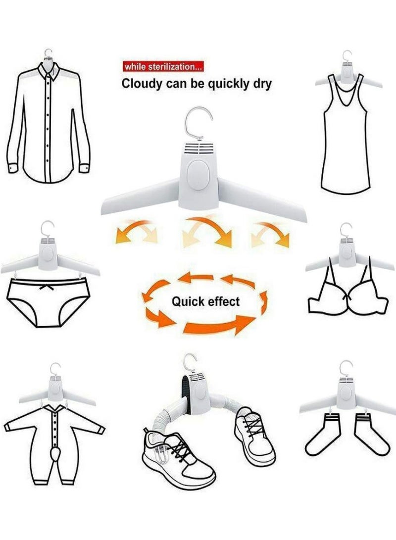 Clothes Dryer Portable Mini Hanger Dryer Fast Drying Cloth Suit - Electric Clothes Drying Rack Portable Folding Travel Laundry Shoes with US Plug Adapter (White)  - Image 3
