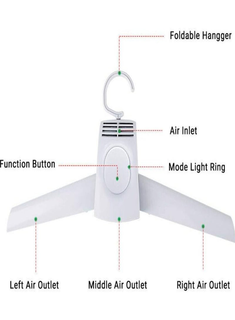 Clothes Dryer Portable Mini Hanger Dryer Fast Drying Cloth Suit - Electric Clothes Drying Rack Portable Folding Travel Laundry Shoes with US Plug Adapter (White)  - Image 5