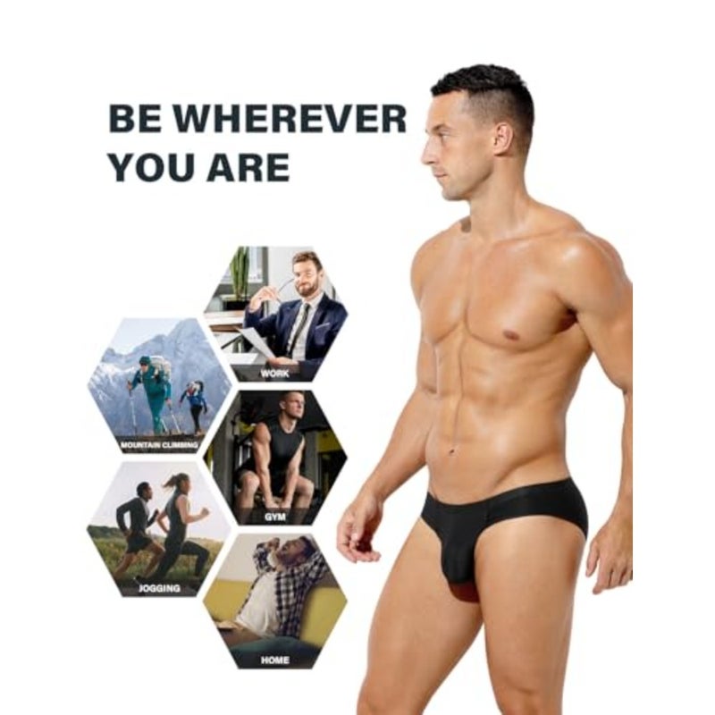 Casey Kevin Mens Silk Briefs Mesh Breathable Bulge Pouch Underwear Soft Low Rise Panties Cooling Bikini Underpants 4-Pack - Image 5
