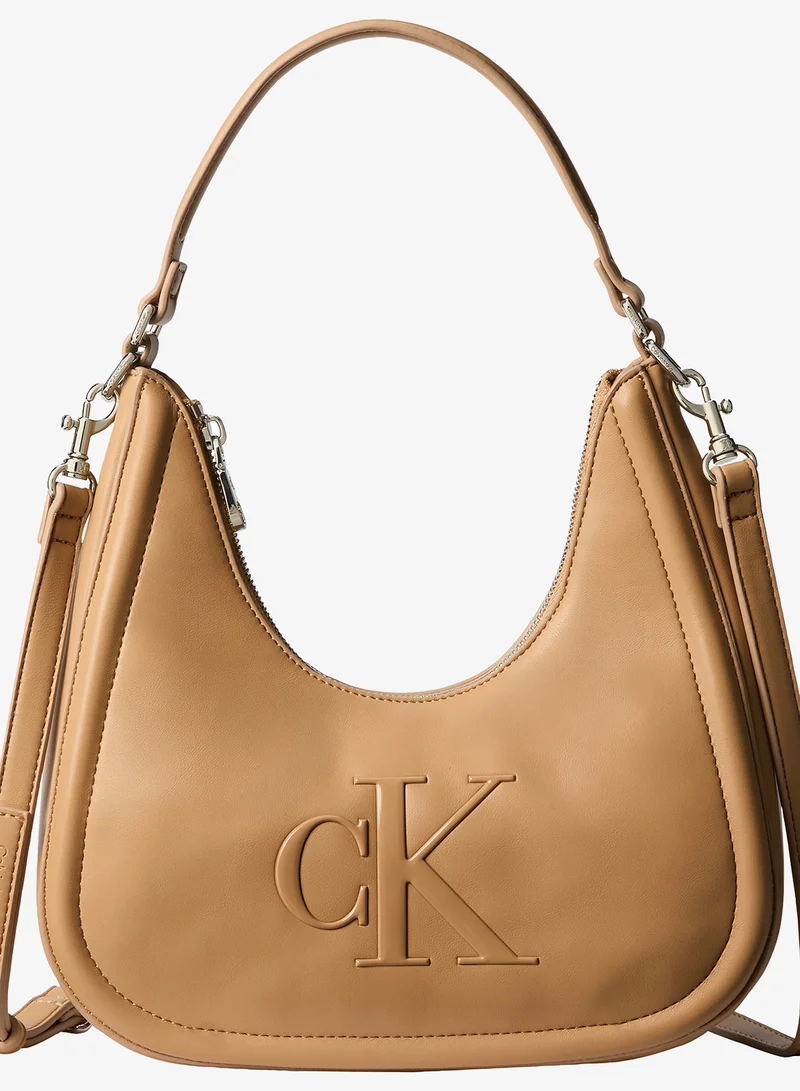 Contrast Monogram Crossbody Hobo Bag