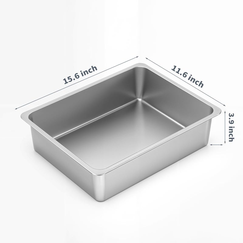 Kirecoo Stainless Steel Cat Litter Box, Small Metal High Sided Cat Pan Box, Indoor Litter Tray, Non Stick, No Smell, Easy to Clean, Pet Toilet Supplies for Cats - Image 2