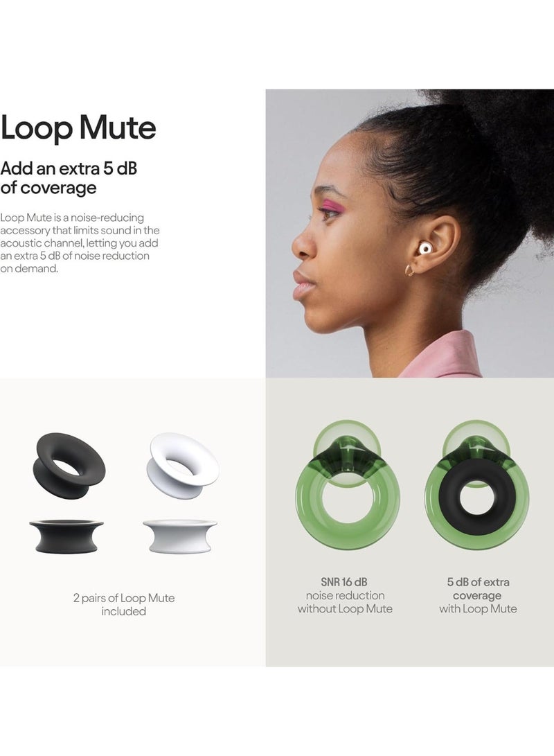 Loop Engage Plus Earplugs – Low-level Noise Reduction with Clear Speech – for Conversation, Social Gatherings, Noise Sensitivity and Parenting – 8 Ear Tips + Extra Accessories – SNR 16 dB - Green - Image 3