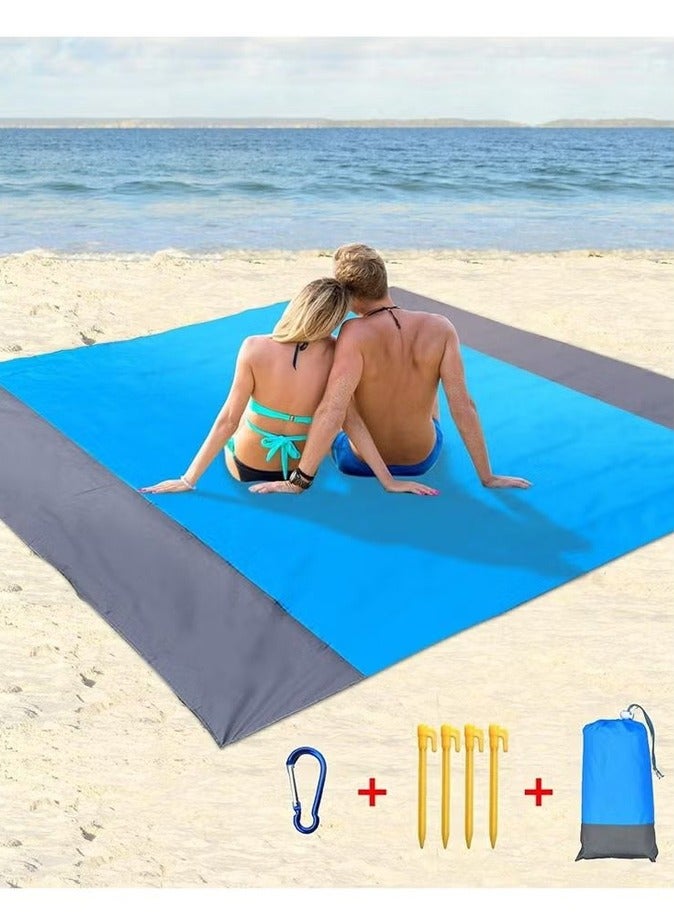 BLOOMING TIME Sand-free beach mat, quick-drying, scratch-resistant nylon compact outdoor blanket, picnic mat for camping and hiking - Image 1