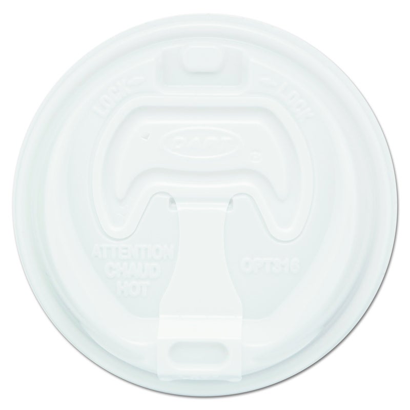 Dart 16RCLPK Optima Reclosable Lid  12-24oz Foam Cups  White (Pack of 100) - Image 1