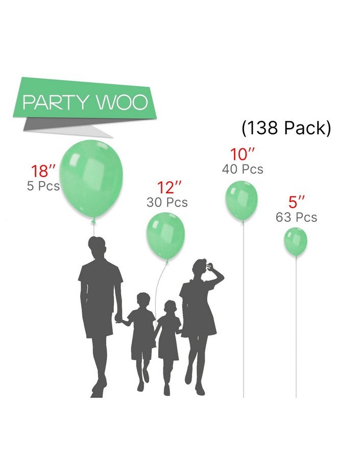 PartyWoo Light Green Balloons 138 pcs Different Sizes of 18 12 10 5 Inch Pearl Pastel Neon Green Balloon Arch Kit Garland for Baby Shower Birthday Party Decorations Green-Z43 - Image 2