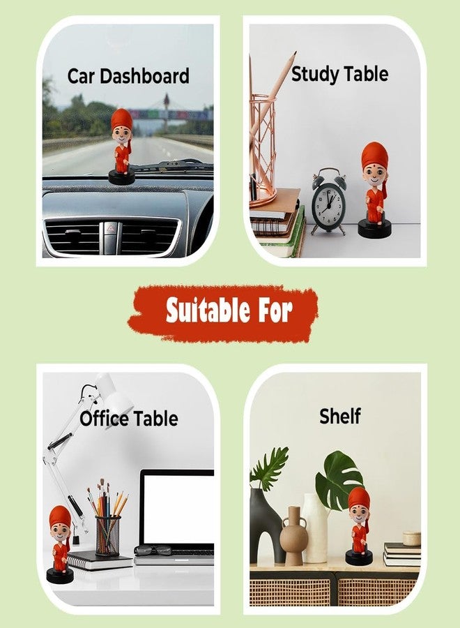Buko Shirdi Sai Baba Bobblehead Idol for Car Dashboard & Home Decor, Orange Meditation Pose Figurine for Office Desk, Good Luck Statue & Gift - Image 5