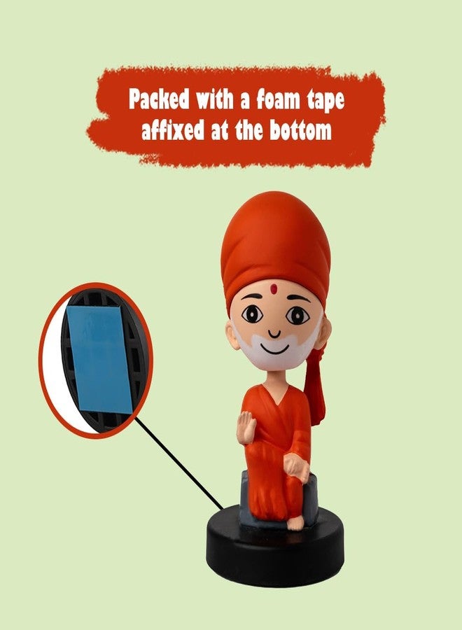 Buko Shirdi Sai Baba Bobblehead Idol for Car Dashboard & Home Decor, Orange Meditation Pose Figurine for Office Desk, Good Luck Statue & Gift - Image 4
