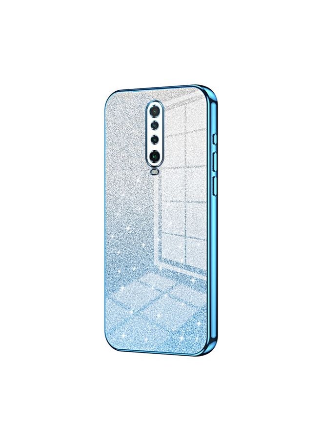 HuHa Case Cover For Xiaomi Redmi K30 / K30 5G Gradient Glitter Powder Electroplated Phone Case Blue 