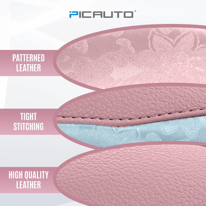 PIC AUTO Steering Wheel Cover, Light Blue Patterned & Pink Leather Patchwork Design, Universal Fit 14.5"â€“15.5", Anti-Slip, Odor-Free, Soft Grain Leather, Durable Grip Car Accessory for Girls & Women - Image 4