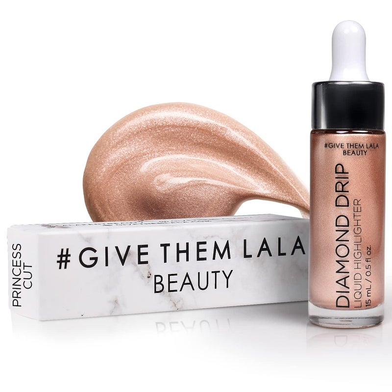 Diamond Drip Liquid Highlighter By Give Them Lala Highly Pigmented Shimmer Highlighter For Face  Chest Illuminator Drops For Diamond Sparkle Glow Drops For Dewy Foundation CrueltyFree  Princess Cut