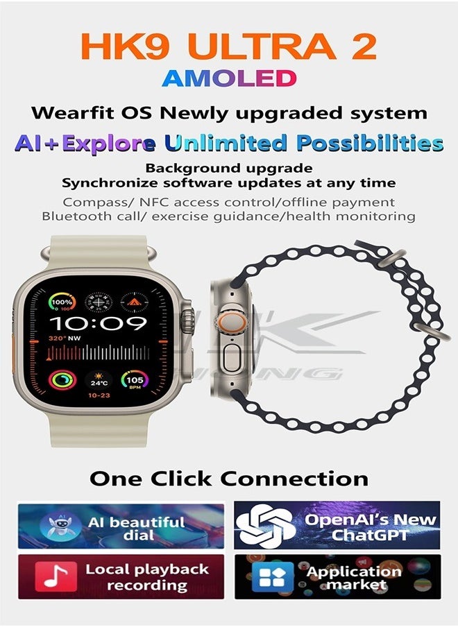 Wearfit Pro - HK9 ULTRA 2 Series 9 Wearfit Pro (2024) SmartWatch 2.12 Inch SUPER AMOLED Display  Open AI Chat GPT GPS NFC Bluetooth V5 Call Wireless Charger - Image 1