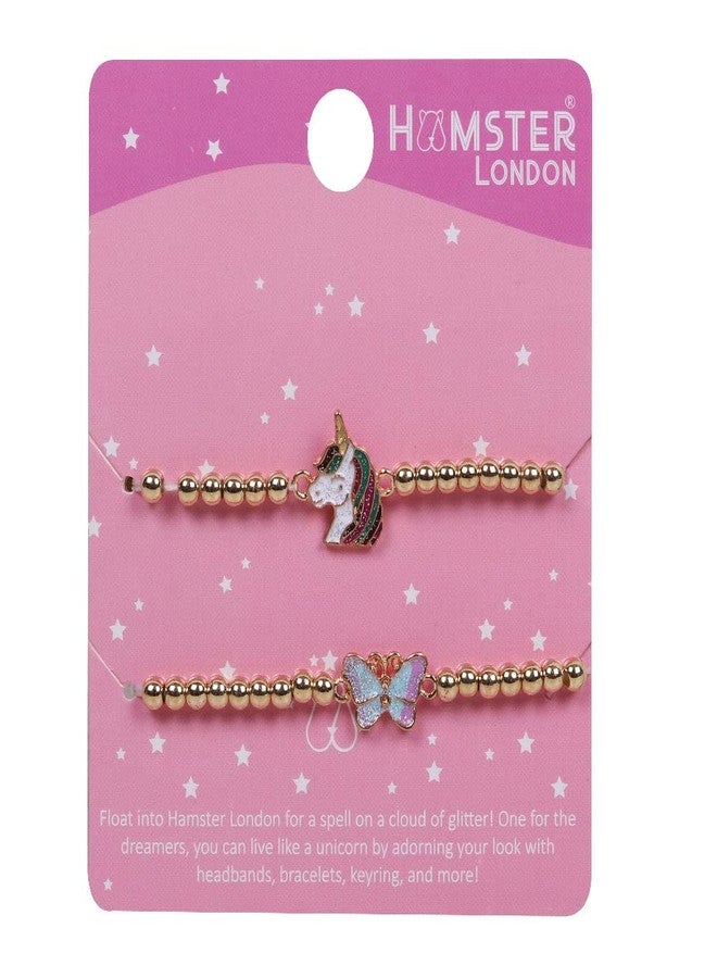 HAMSTER LONDON Cute & Stylish BFF Unicorn & Butterfly Crystal Beads Bracelets Best For Gifts To Girls - Image 2