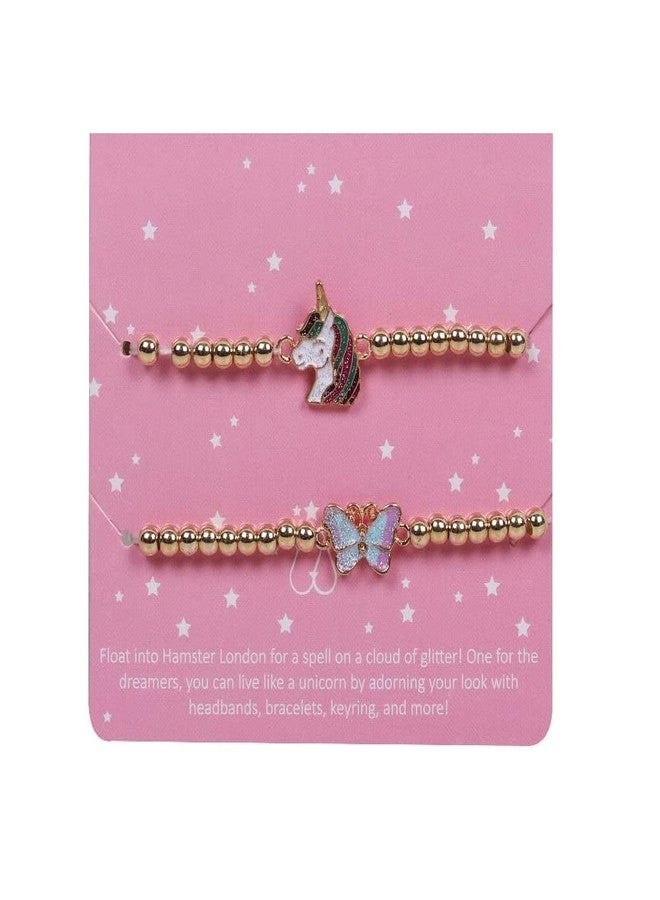 HAMSTER LONDON Cute & Stylish BFF Unicorn & Butterfly Crystal Beads Bracelets Best For Gifts To Girls - Image 1