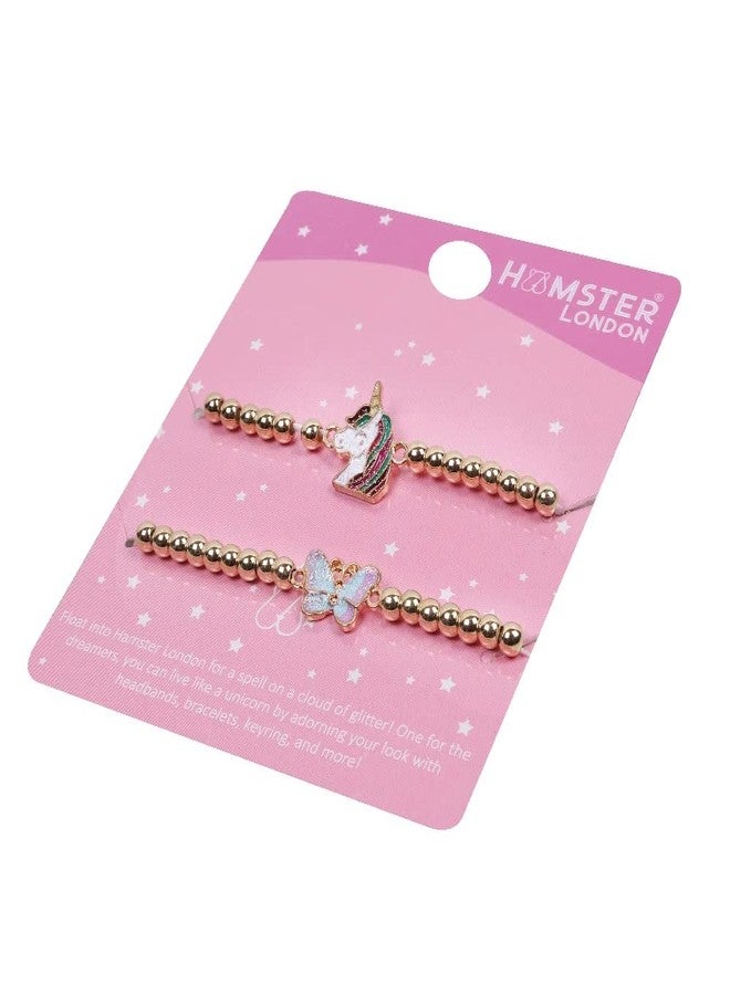 HAMSTER LONDON Cute & Stylish BFF Unicorn & Butterfly Crystal Beads Bracelets Best For Gifts To Girls - Image 3