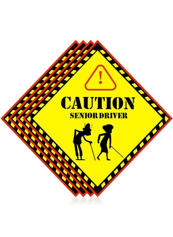 Flutesan - 4 Pieces Over The Hill Gag Gifts Driver Car Magnet Elderly Driver Sticker Funny Car Magnets Safety Sign For Over The Hill Party Supplies Gags & Practical Joke Toys - Image 1