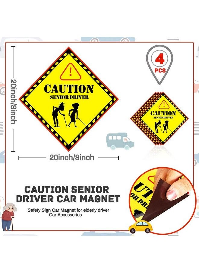 Flutesan - 4 Pieces Over The Hill Gag Gifts Driver Car Magnet Elderly Driver Sticker Funny Car Magnets Safety Sign For Over The Hill Party Supplies Gags & Practical Joke Toys - Image 1