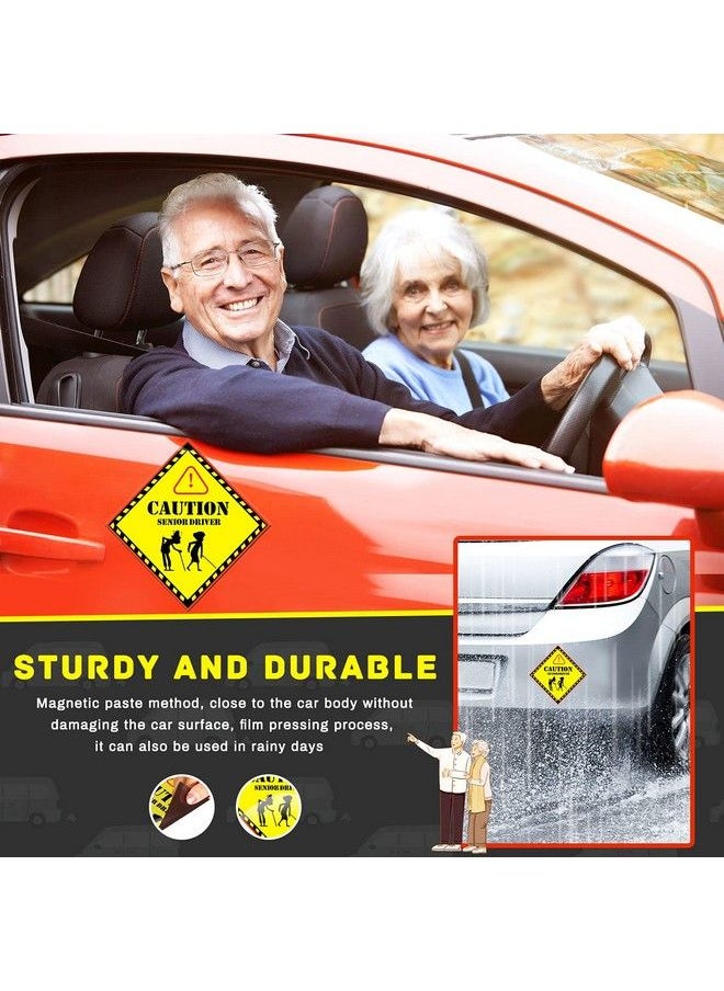 Flutesan - 4 Pieces Over The Hill Gag Gifts Driver Car Magnet Elderly Driver Sticker Funny Car Magnets Safety Sign For Over The Hill Party Supplies Gags & Practical Joke Toys - Image 1