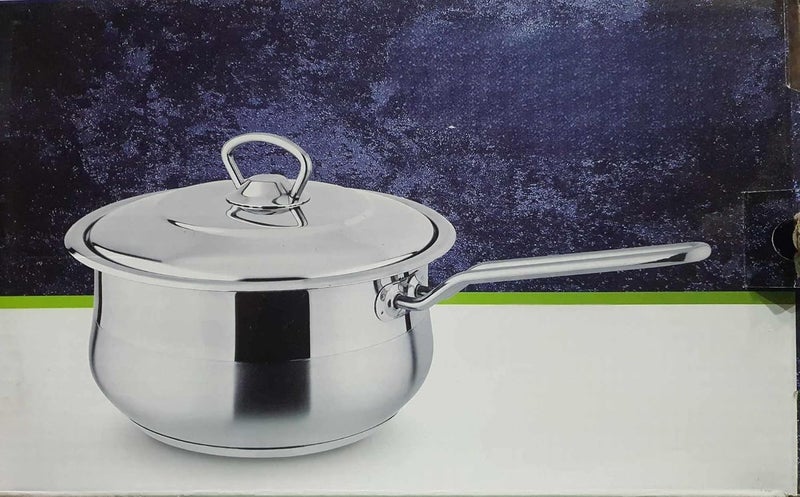 Stainless Steel 304 Saucepan with Lid, Long Handle, (16 cm, 1.6 Litre) Capacity turkey made - Image 2
