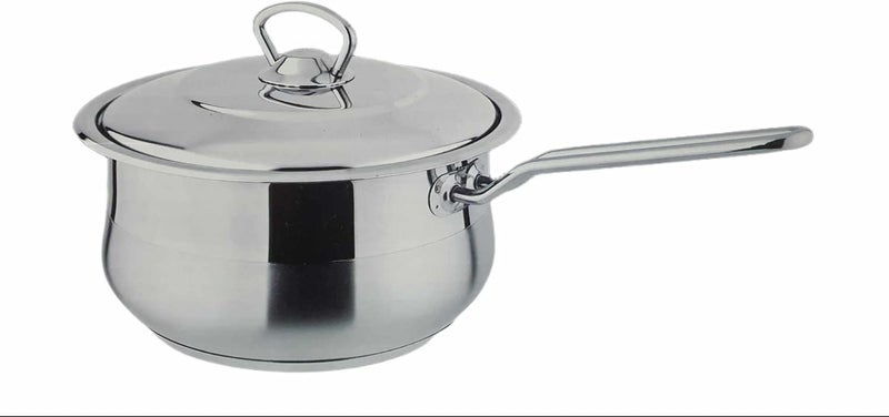 Stainless Steel 304 Saucepan with Lid, Long Handle, (16 cm, 1.6 Litre) Capacity turkey made - Image 1