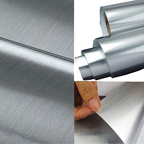 SD Enterprises Metallic Brush Silver Gloss Vinyl Self Adhesive Bathroom Kitchens Closets Furniture Cabinets Doors Walls and Fridge 24X72 Inches - Image 4