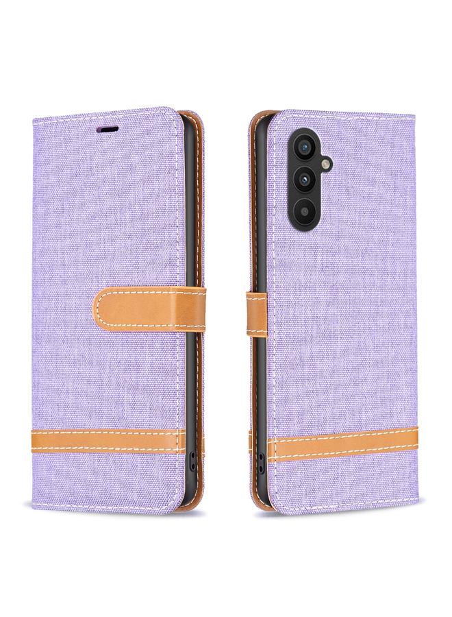 S-TOP Case For Samsung Galaxy A24 4G Color Block Denim Texture Leather Phone Case - Image 1
