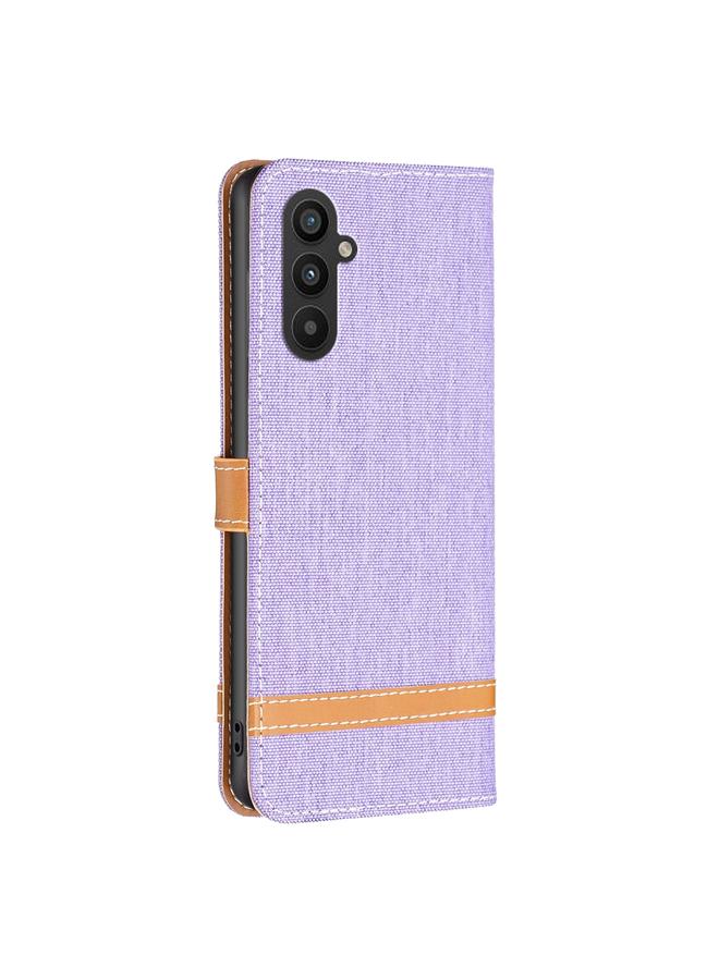 S-TOP Case For Samsung Galaxy A24 4G Color Block Denim Texture Leather Phone Case - Image 3