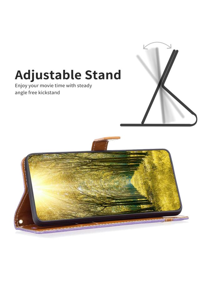 S-TOP Case For Samsung Galaxy A24 4G Color Block Denim Texture Leather Phone Case - Image 4