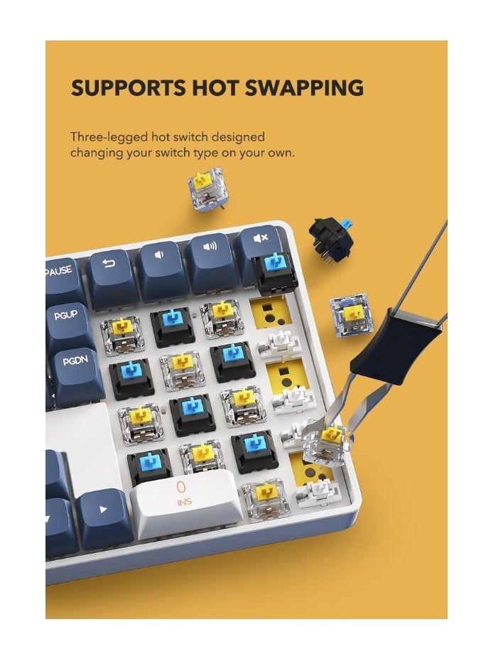 Darkflash GD100 Wireless Mechanical Gaming Keyboard, 100 Keys Layout, All Anti-Ghosting Keys, Supports Hot Swappable, PBT Dual Colour Keycaps, 1200mAH Battery, Gaming Keyboard