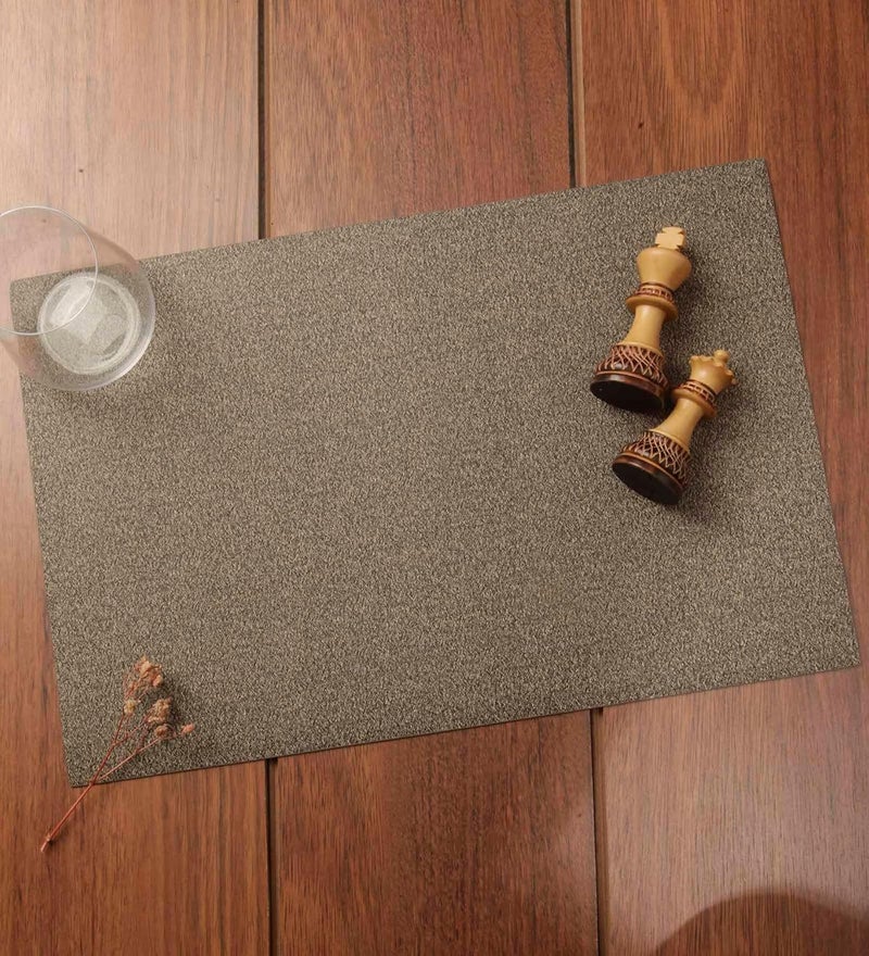 OBSESSIONS Set of 6 Premium D.Brown PVC Table Placemats (30x45 cm) - Heat Resistant, Water Repellent, Wipeable, Stain Resistant, and Easy to Maintain - Perfect for Protecting Your Dining Table - Image 1