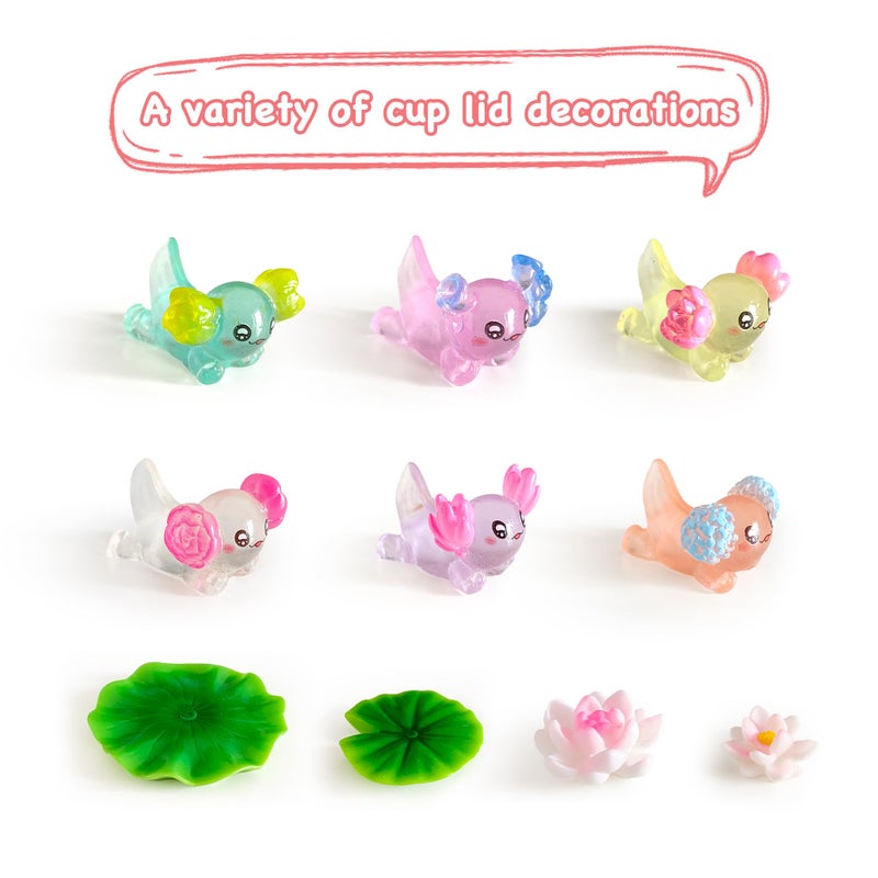 Xyntara Axolotl Stanley Cup Lid Accessories 12pcs Pink Straw Toppers for Stanley Cups 40 Oz Cute  10mm Silicone Straw Covers Cap for Tumblers Stanley Charms for Handle Axolotl Straw Cover - Image 1