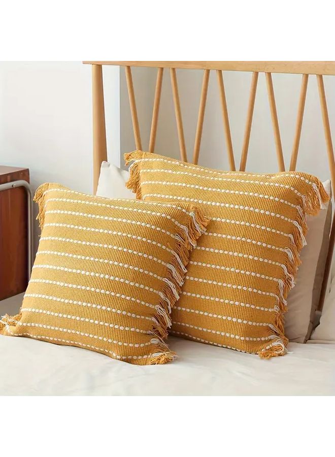 Modern Decorative Jacquard Weave Solid White Pillowcase 17.72x17.72 Inch For Sofa Living Room - Image 1