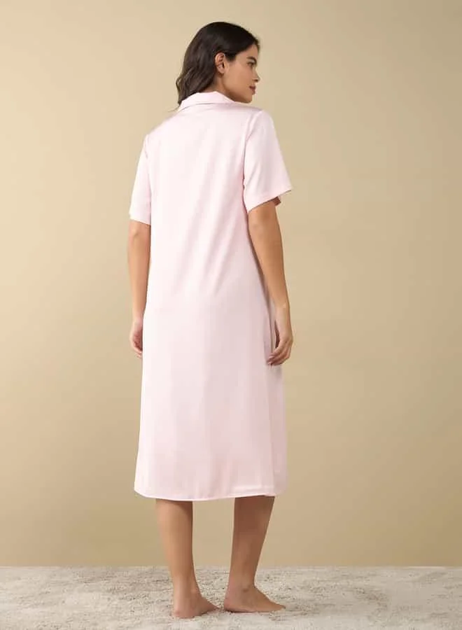 Splash FAV Satin Night Dress with Short Sleeves