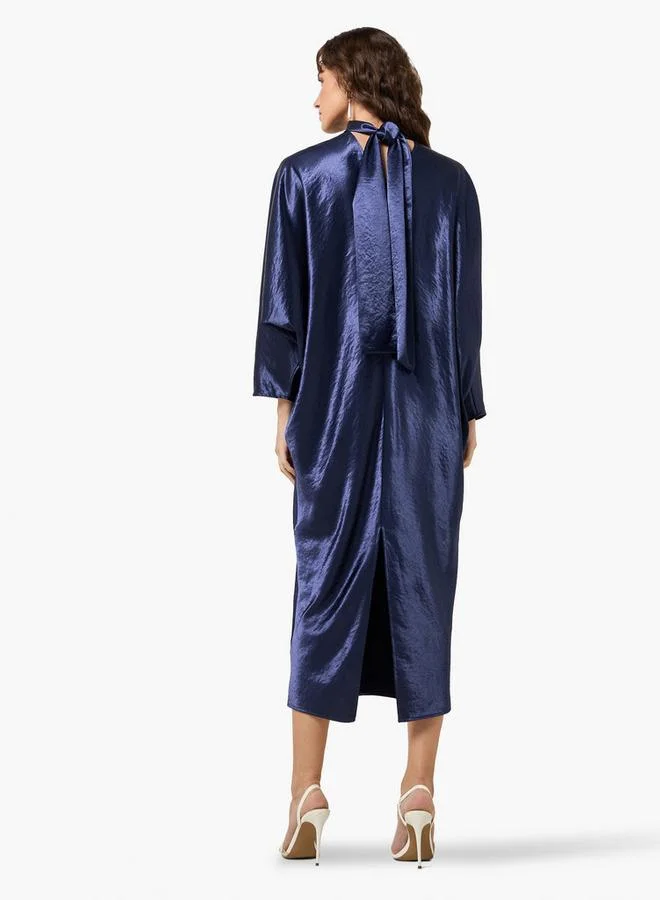 Iconic BLUE Iconic Kaftan Midi Dress with Slit for Women | Best Price UAE