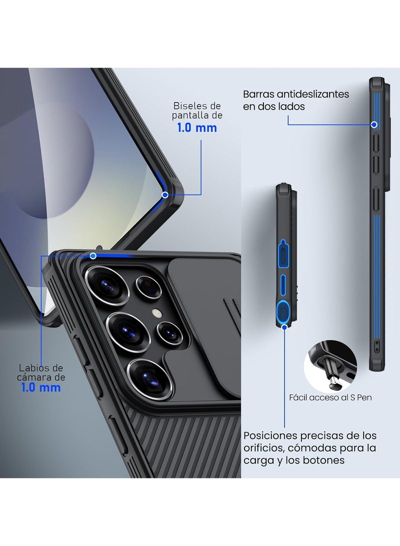 نيلكين جراب NILLKIN Galaxy S25 Ultra 5G، حماية للكاميرا، غطاء كاميرا منزلق، جراب واقٍ رفيع رفيع لهاتف Samsung Galaxy S25 Ultra (أسود) - Image 3