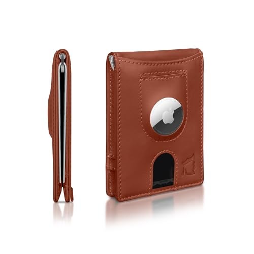 Kingly Trace Airtag Wallet for Men Smart RFID Blocking Leather Wallet with Airtag Holder Money Clip Minimalist Trackable Design with Pull Tab Secure Wallets - Image 1