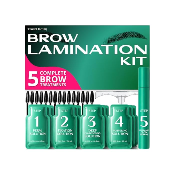 Brow Lamination Kit – 5 DIY Brow Lift Treatments, Up to 6 Weeks Results | Easy 5-Step System with Mapping Tools for Salon Brows at Home, Fluffy, Fuller Brows & Easy Shaping
