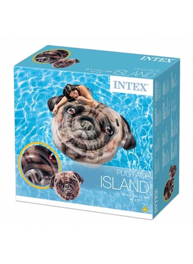 INTEX Inflatable Pug Face Island Mattress Lilo 173Cm X 130Cm. Perfect For The Pool. - Image 3