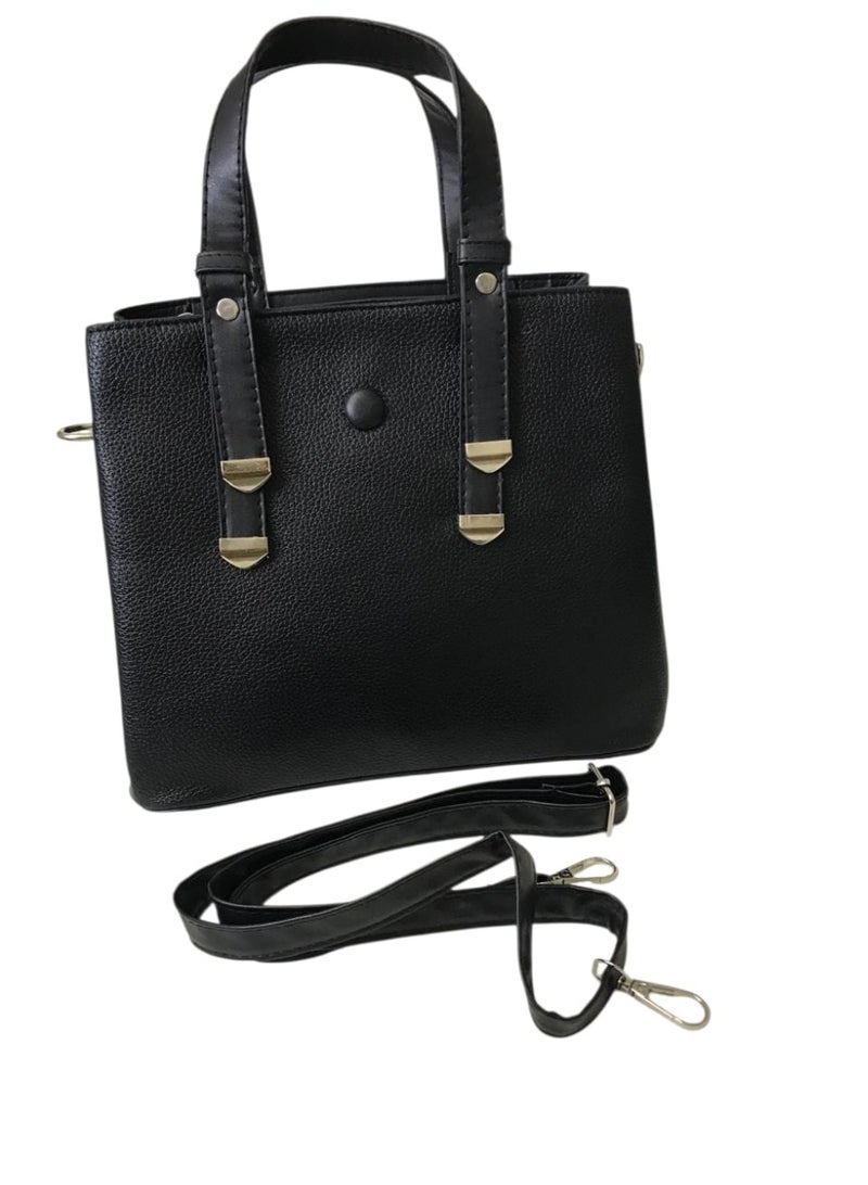 Classic Faux Leather Hand & Crossbody Bag – 3 Compartments - Image 3