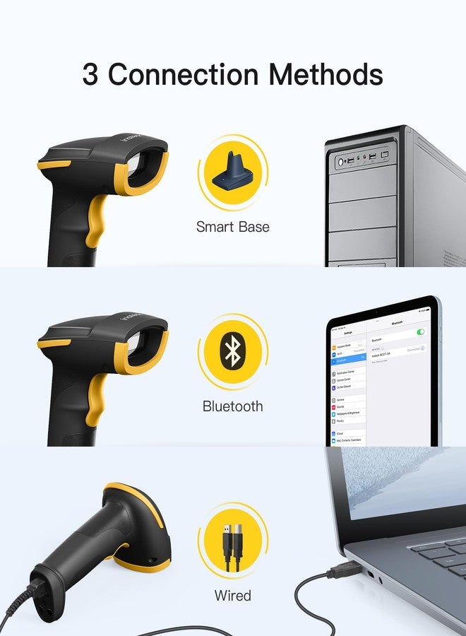 Inateck 2D Barcode Scanner Bluetooth, Barcode Reader with 2.4Ghz Smart Base, Screen Scanning, BCST-54 Black - Image 4