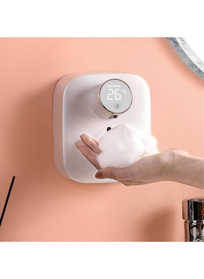 Automatic Foam Soap Dispenser, Non-Contact, Rechargeable with Digital Display & Temperature Monitor, White - Image 1
