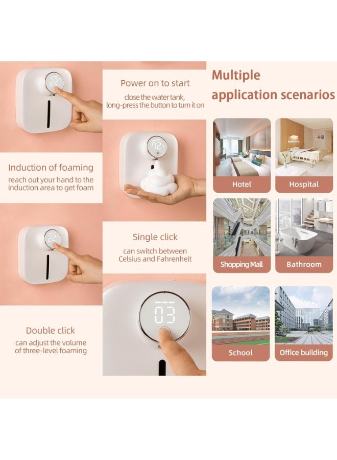 Automatic Foam Soap Dispenser, Non-Contact, Rechargeable with Digital Display & Temperature Monitor, White - Image 2