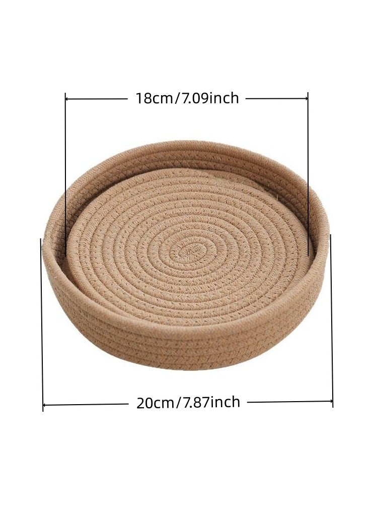 Trivets for Hot Dishes, Trivets for Hot Pots and Pans, Hot Pads for Countertops, Coasters 4 Pcs and Storage Basket 1 Pack, Pot Holders for Kitchen, Cotton Hot Mats Cooking Pad Protect Table (Khaki) - Image 2