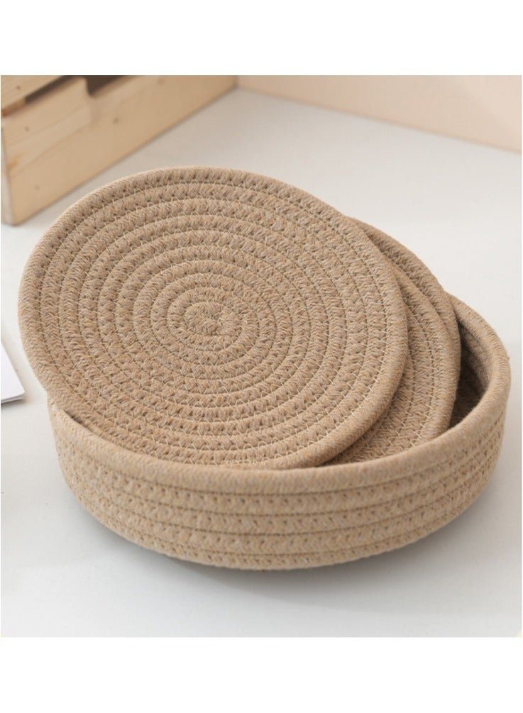 Trivets for Hot Dishes, Trivets for Hot Pots and Pans, Hot Pads for Countertops, Coasters 4 Pcs and Storage Basket 1 Pack, Pot Holders for Kitchen, Cotton Hot Mats Cooking Pad Protect Table (Khaki) - Image 3