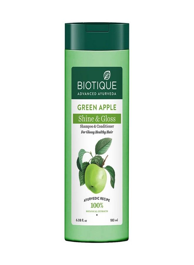 Biotique Biotique Green Apple Shine & Gloss Shampoo & Conditioner For Glossy Healthy Hair, 180 ml - Image 1